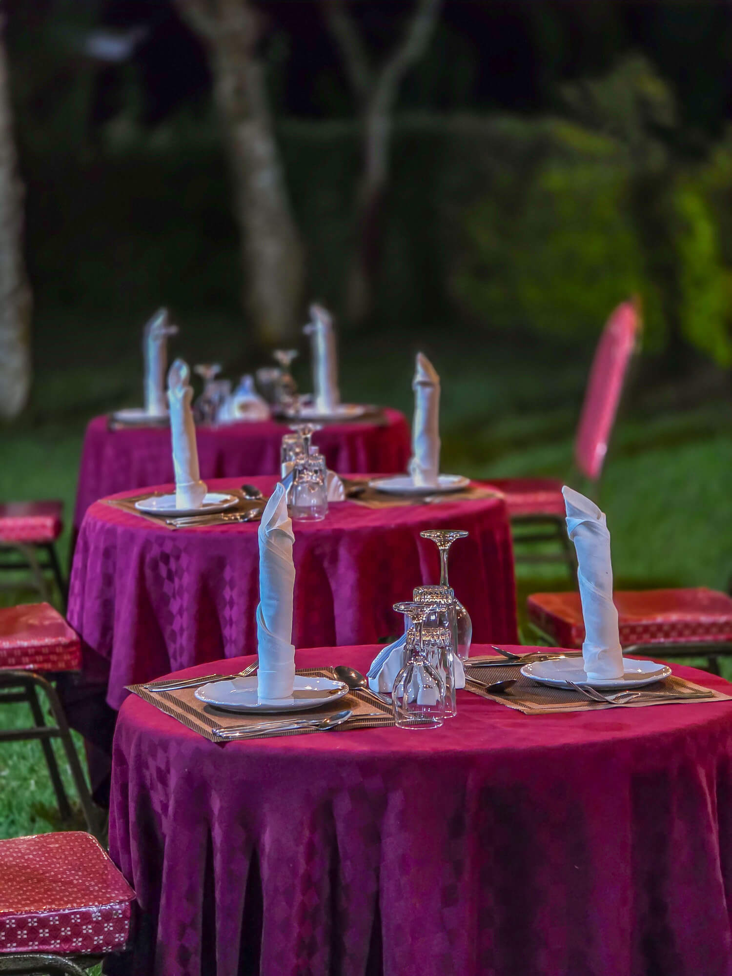 Outdoor dinner setup at Juniper Park Resort